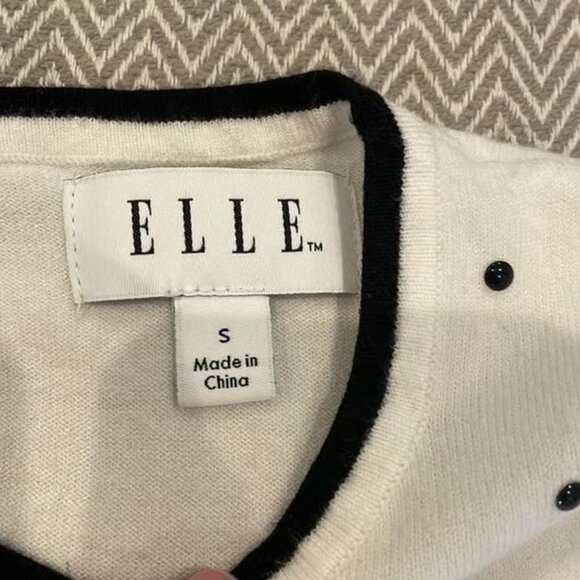 ELLE Polka Dot Short Sleeve Woman’s Blouse Size Small - Picture 3 of 4